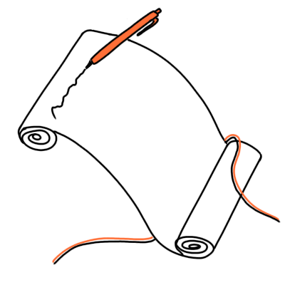 Иллюстрация - свиток с ручкой и нить