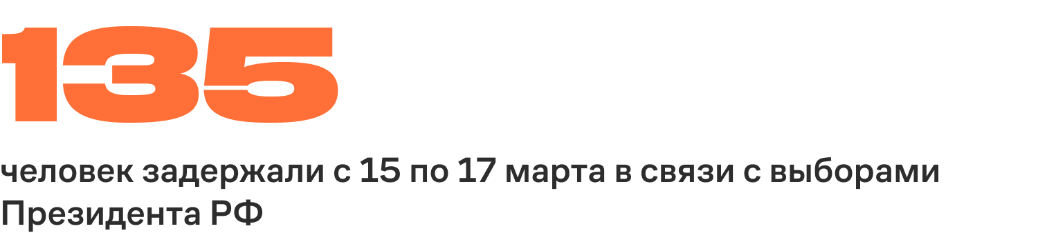 135 человек задержали с 15 по 17 марта в связи с выборами Президента РФ