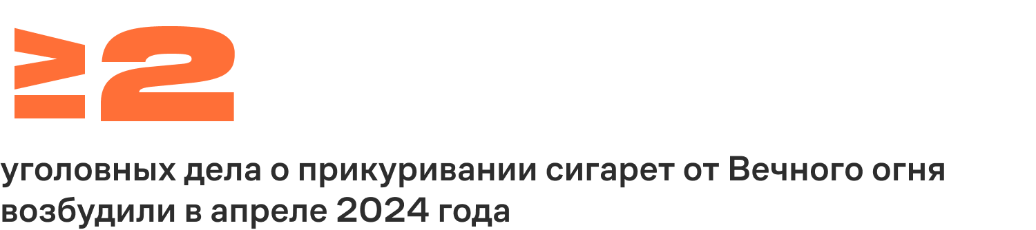 Как минимум 2 уголовных дела о прикуривании сигарет от Вечного огня возбудили в апреле 2024 года