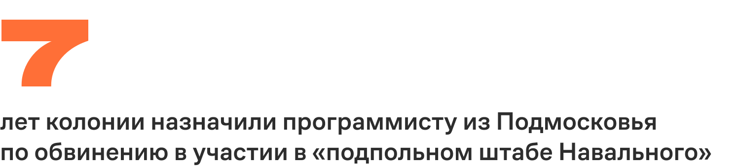 7 лет колонии назначили программисту из Подмосковья по обвинению в участии в «подпольном штабе Навального»