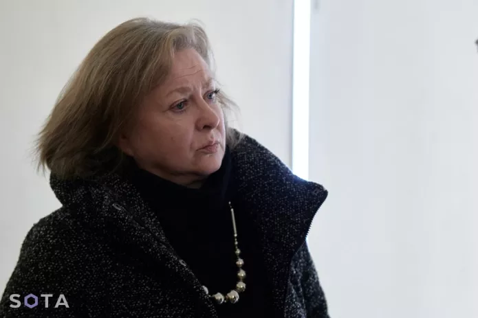 Svetlana Drugoveyko-Dolzhanskaya speaks in court in the case of Sasha Skochilenko, May 2, 2023 / Photo: SOTA